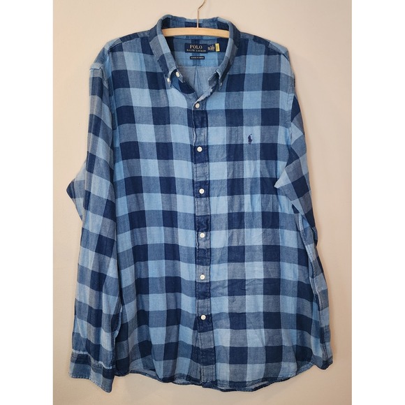 Ralph Lauren Other - Polo Ralph Lauren Mens Shirt XXL Blue Check Plaid Long Sleeve Button Down Cotton